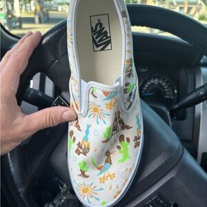 Vans White and Brown Sneakers with Artistic Flair